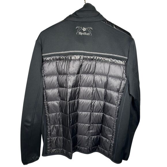 Alp-n-Rock Black Faux Leather Down Puffer Zip Up Jacket Men's XL - Picture 2 of 10
